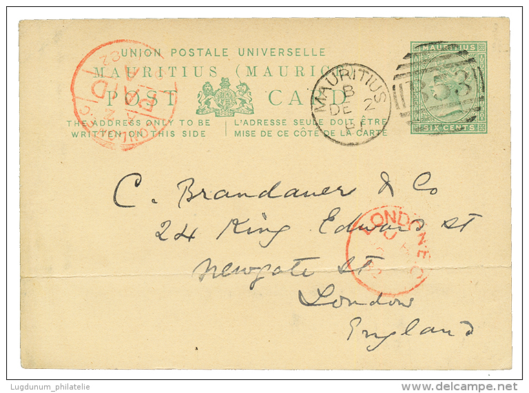 "MAURITIUS - MADAGASCAR - PRECURSOR " : 1881 MAURITIUS P./Stat 6c Datelined "ANTANANARIVO 31 Oct 81"canc. B53 To ENGLAND - Mauritius (1968-...)