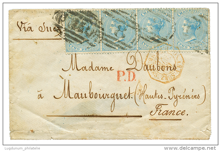 MAURITIUS - GRANDE SAVANNE : 1872 2d(x4) Canc. 8 + GRANDE SAVANNE (verso) On Cover To FRANCE. Vf. - Mauritius (1968-...)