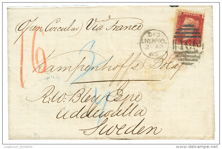 "PRINTED MATTER To SWEDEN" : 1865 1d Canc. 466 + LIVERPOOL On Entire Letter (CIRCULAR) To SWEDEN. Vvf. - Autres & Non Classés