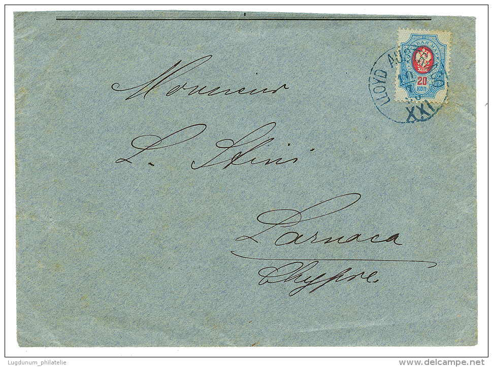 CYPRUS : 1898 RUSSIA 20k Canc. LLOYD AUSTRIACO XXI On Envelope To LARNACA(arrival On Reverse). RARE. Vvf. - Cyprus (...-1960)