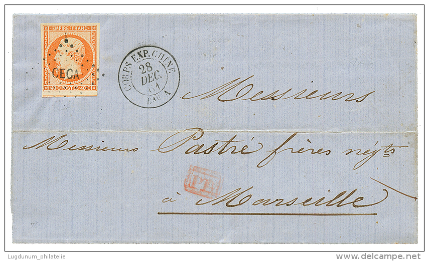 CHINA - Frenc Expedition : 1861 40c(n&deg;16) Very Nice Margins Canc. CECA + CORPS EXP. CHINE Bau A On Cover From SAIGON - Other & Unclassified