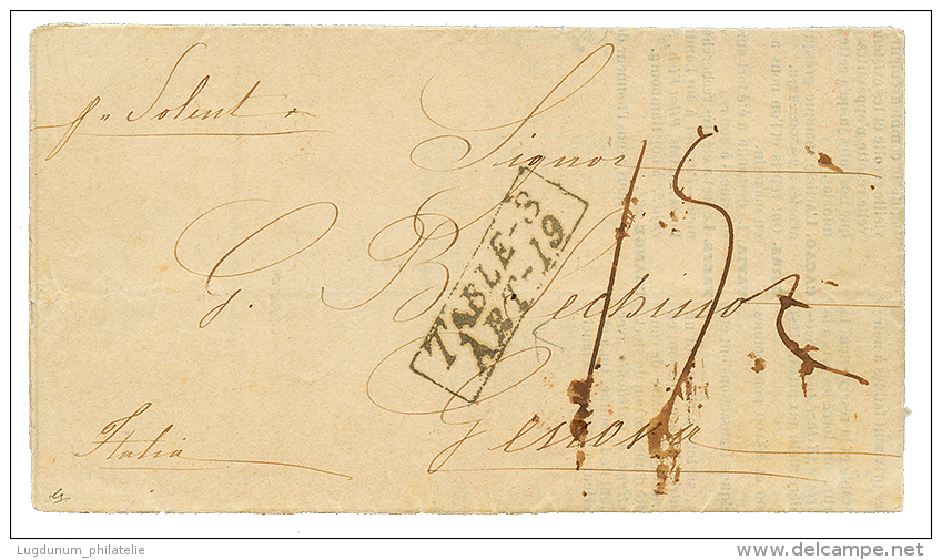 BRAZIL : 1855 Extremely Rare Exchange Mark TABLE-3/ ART-19 On Entire Letter(PRINTED MATTER) From BAHIA To ITALY. Only 2 - Other & Unclassified