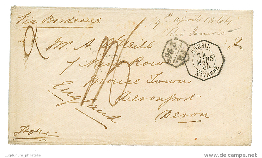 BRAZIL : 1864 BRESIL NAVARRE + FR/2F96c On Envelope To ENGLAND. Superb. - Other & Unclassified