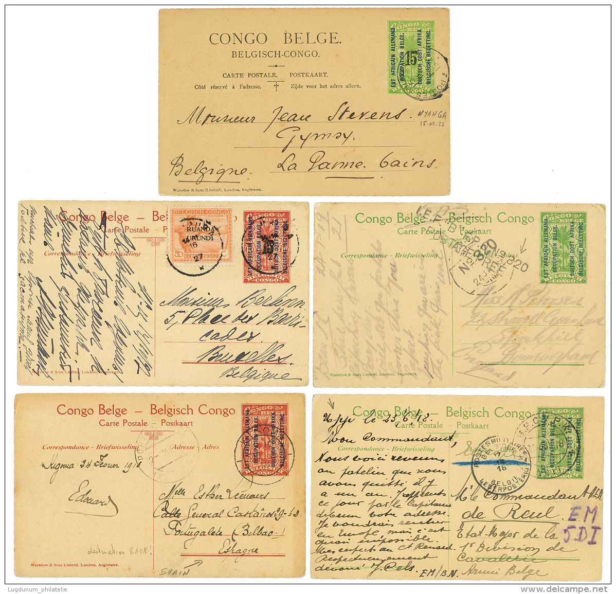 BELGIAN CONGO - EAST AFRICAIN ALLEMAND OCCUPATION BELGE : Superb Lot Of 5 P./Stat. Vvf. - Other & Unclassified