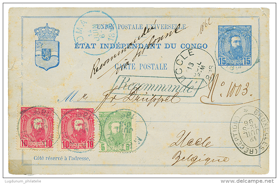 1896 P./Stat 15c + 5c+ 10c(x2) Canc. MATADI, Sent REGISTERED To BELGIUM. Vf. - Other & Unclassified