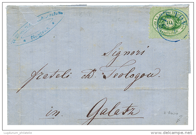 DDSG : 1868 10k Canc. SISTOV On Entire Letter To GALATZ. Verso, DDSG Cachet GALATZ. Some Faults. Vf. - Other & Unclassified