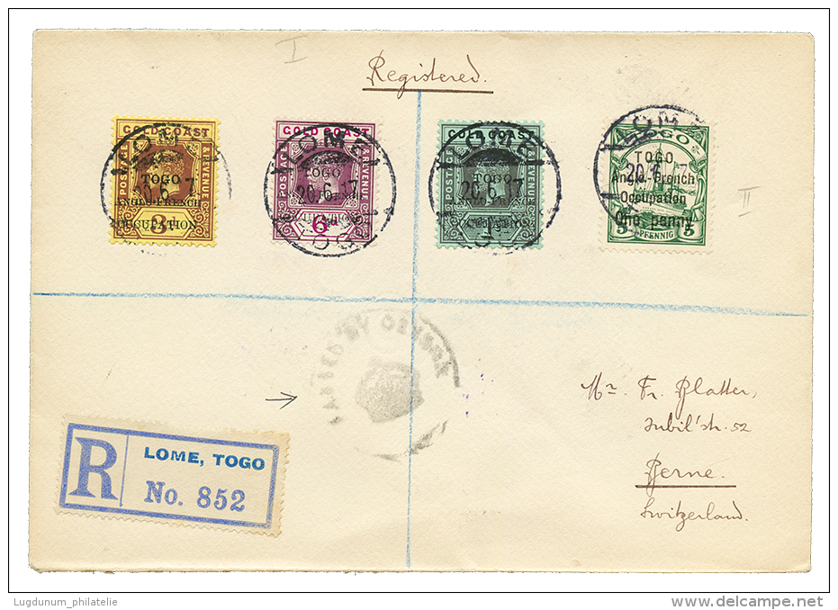 TOGO - ANGLO-FRENCH OCCUPATION : 1917 One Penny On 5pf + GOLD COAST 3d+ 6d+ 1 SHILLING Obl. LOME + Cachet De CENSURE(rar - Other & Unclassified