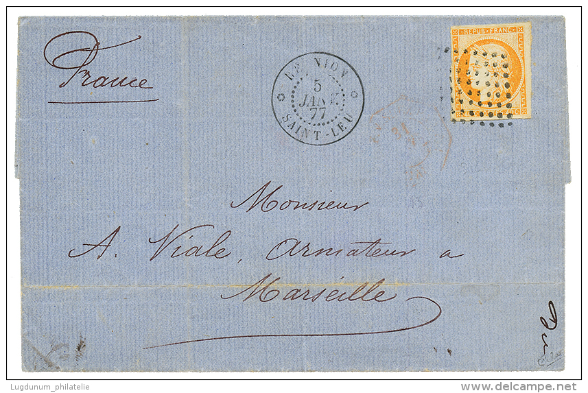 "ST LEU" : 1877 CG 40c CERES + REUNION SAINT-LEU Sur Lettre Pour La FRANCE. RARE. TTB. - Other & Unclassified