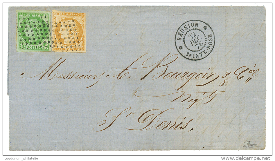 1876 CG CERES 5c+ 15c + REUNION SAINTE ROSE Sur Lettre Avec Texte Dat&eacute; "BOIS BLANC". RARE. Superbe. - Other & Unclassified