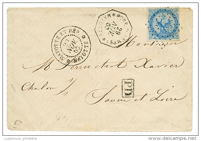 MAYOTTE : 1868 20c AIGLE + CORR. D'ARMEES MAYOTTE Sur Enveloppe Pour La FRANCE. RARE. TTB. - Other & Unclassified