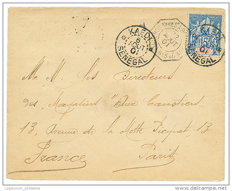 MAURITANIE - PRECURSEUR : 1901 SENEGAL 15c Obl. KAEDI SENEGAL Sur Enveloppe Pour PARIS. Superbe. - Other & Unclassified