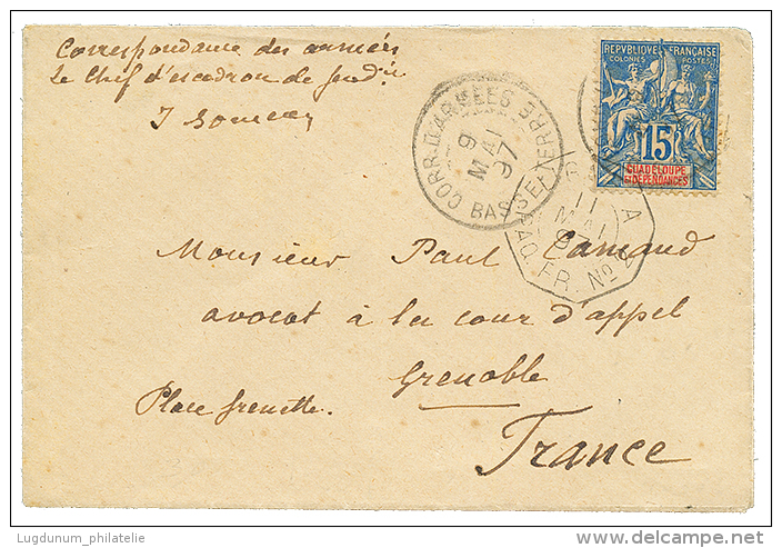 GUADELOUPE : 1897 15c Obl. CORR. D'ARMEES BASSE-TERRE Sur Enveloppe Pour La FRANCE. TTB. - Other & Unclassified