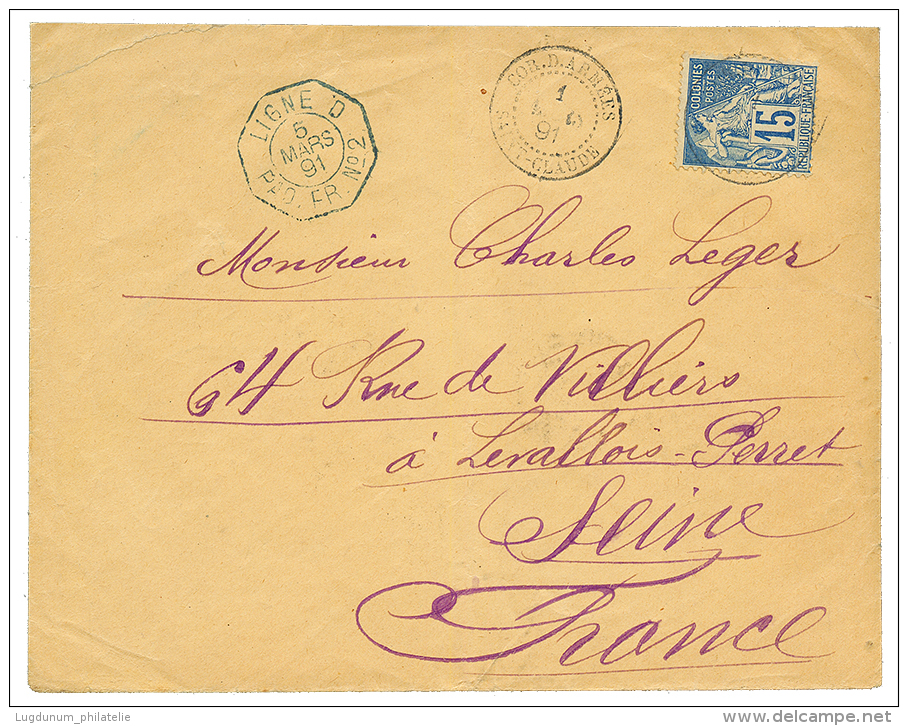 1891 CG 15c Obl. CORR. D'ARMEES SAINT CLAUDE Sur Enveloppe Pour La FRANCE. TB. - Other & Unclassified