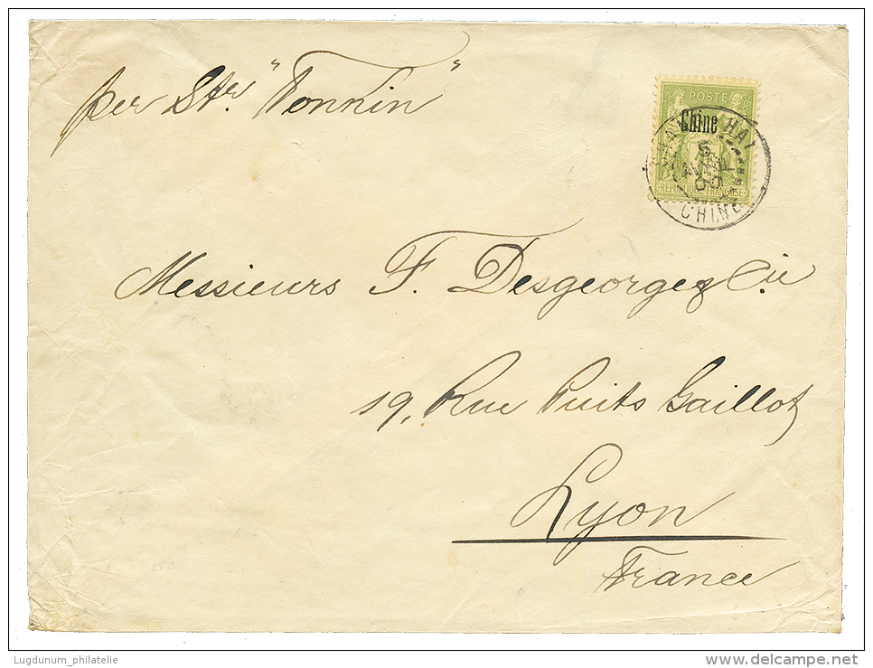 CHINE : 1900 1F Obl. SHANGHAI CHINE Sur Enveloppe(triple Port) Pour La FRANCE. Rare. TTB. - Other & Unclassified