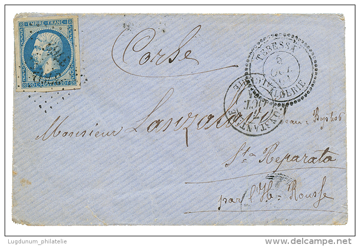 1861 20c(n&deg;14) Tr&eacute;s Grandes Marges Obl. PC 3762 + TEBESSA Sur Enveloppe Pour STA REPARATA (CORSE). Petit Chif - Other & Unclassified