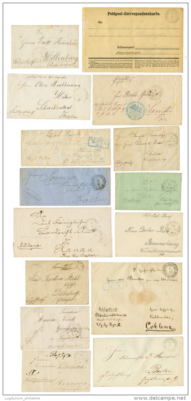 GUERRE FRANCO-PRUSSIENNE De 1870 - POSTE MILITAIRE ALLEMANDE En FRANCE : Collection De 37 Lettres Ou CARTE MILITAIRE Ave - Autres & Non Classés