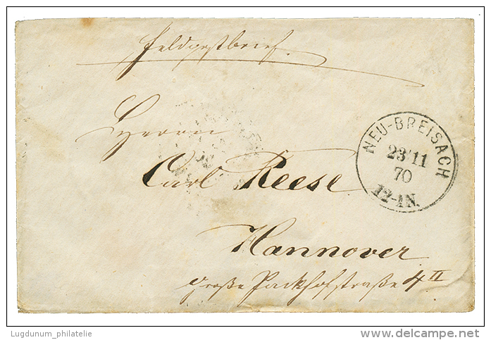 GUERRE De 1870 - NEUF-BRISACH : Cachet Allemand NEU-BREISACH 23.11.70 Sur Enveloppe En Franchise Pour HANNOVRE. TTB. - Other & Unclassified