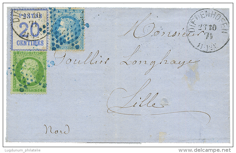 "ETOILE Bleue De PARIS" : 1871 5c(n&deg;20) + 20c(n&deg;29) Obl. ETOILE Bleue + ALSACE LORRAINE 20c Obl. DIFDENHOFEN Sur - Sonstige & Ohne Zuordnung