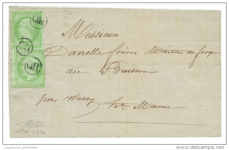 HAUTE MARNE : 1866 5c EMPIRE(n&deg;20)x2 Obl. OR Sur Lettre Avec Texte Dat&eacute; "ALLICHAMPS" Pour BUISSON Par WASSY. - Other & Unclassified