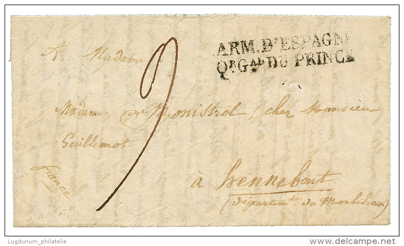 1823 Cachet Rarissime ARM. D' ESPAGNE / Qr Gal DU PRINE Sur Lettre Avec Texte Dat&eacute; "VITORIA 17 Avril 1823" Pour L - Sonstige & Ohne Zuordnung