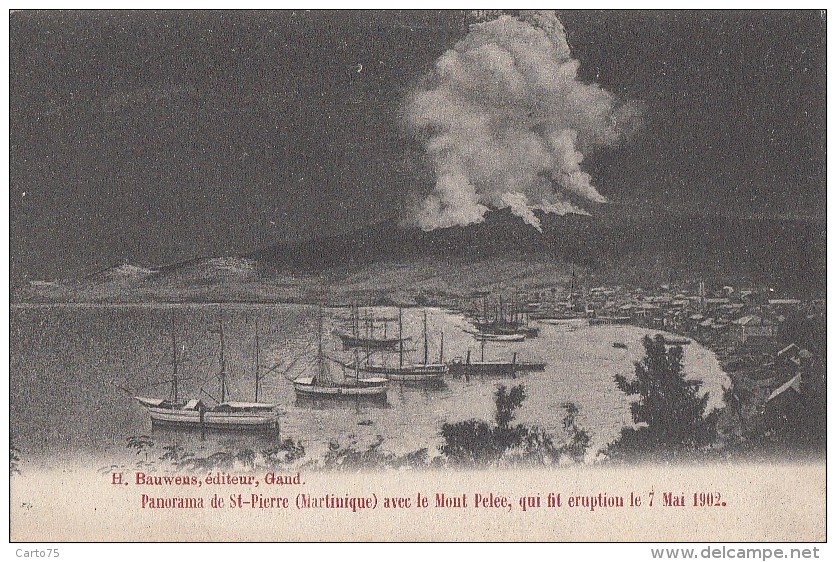 Martinique - Saint-Pierre - Port Bâteaux - Mont Pelée éruption 7 Mai 1902 - Cachet Précurseur Tournai - Autres & Non Classés