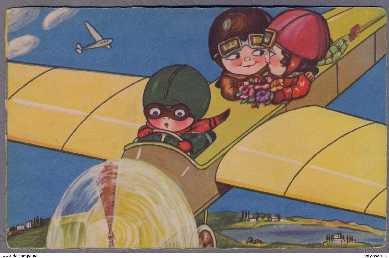 Boriss Margret Flieger Illustrateur, Plane  Artist. Enfants. Old Amag  About 1935y.   D677 - Boriss, Margret