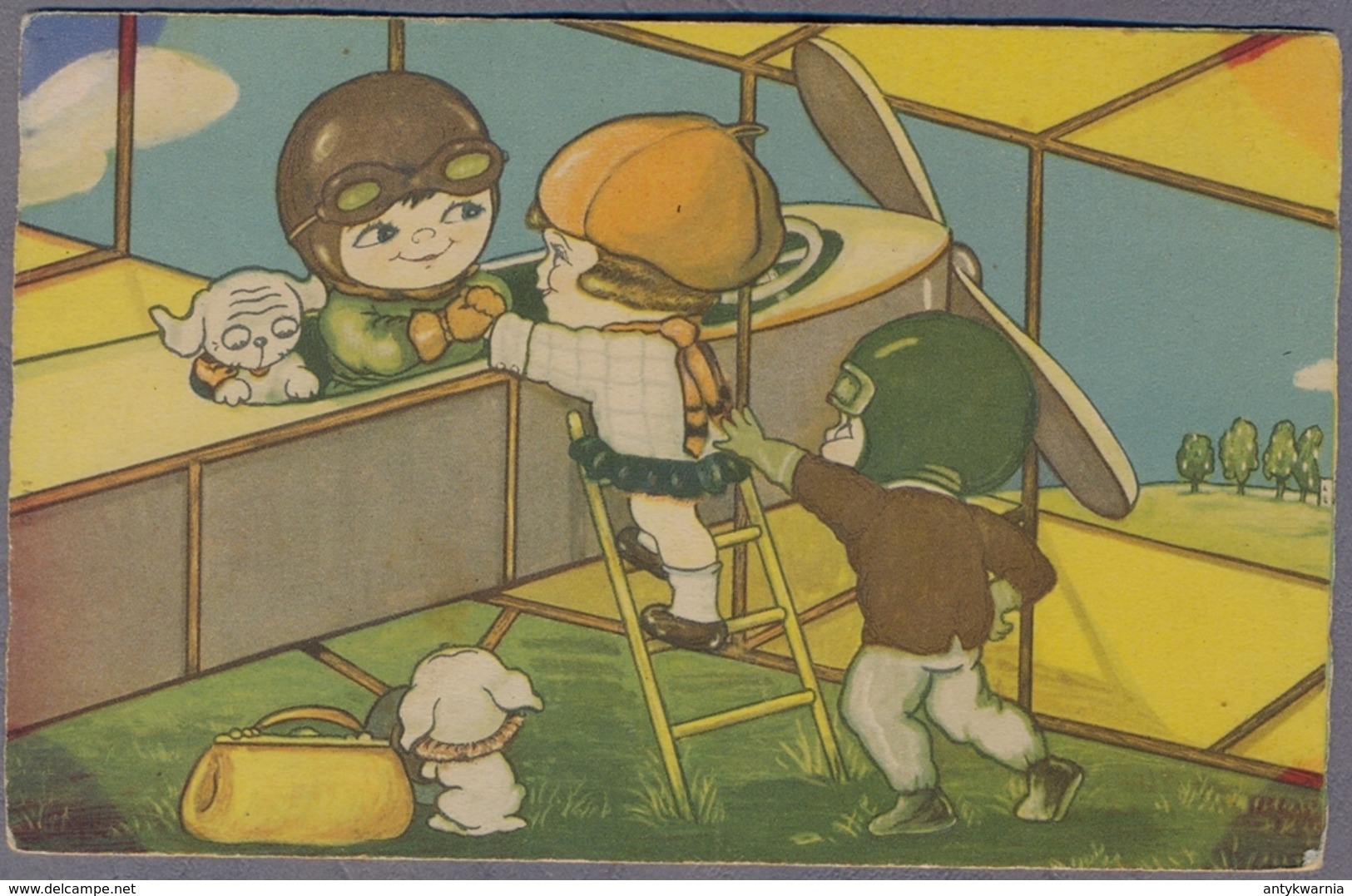 Boriss Margret Flieger Illustrateur, Plane  Artist. Enfants. Old Amag  About 1935y.   D678 - Boriss, Margret