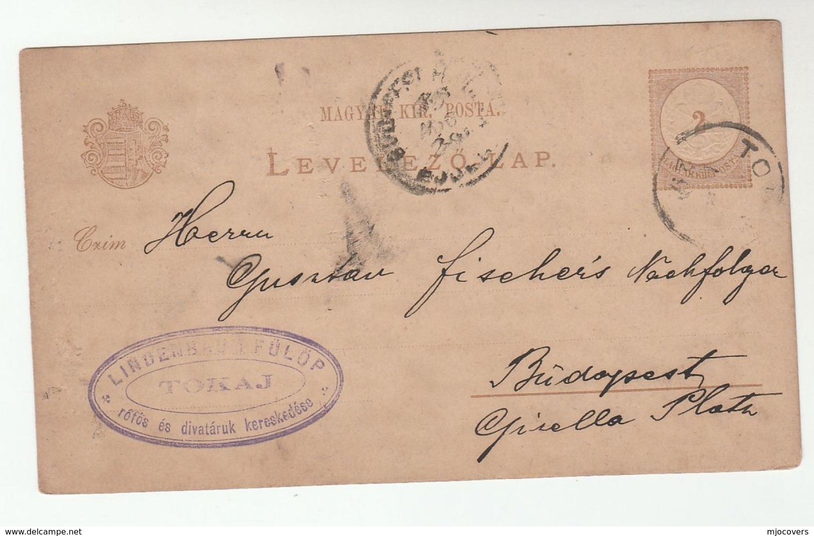 1889 TOKAJ   HUNGARY Postal  STATIONERY CARD Cover Stamps - Postal Stationery