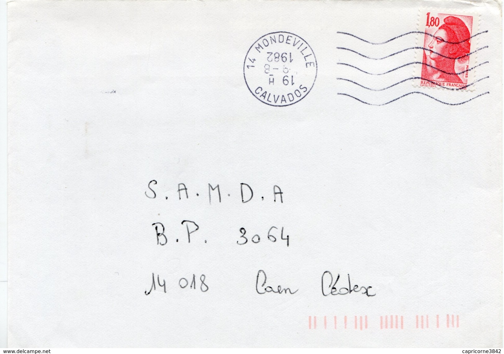 1982 - Lettre Pour Caen - Tp Liberté Gandon (n° 2220) - Bloc Dateur à L'envers - Cartas & Documentos