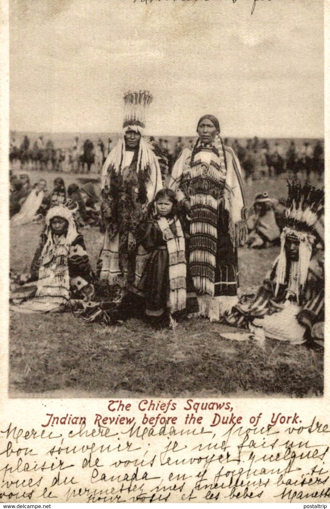 1905   TRES RARE    THE CHIEFS SQUAWS  INDIAN REVIEW BEFORE THE DUKE OF YORK - Indios De América Del Norte