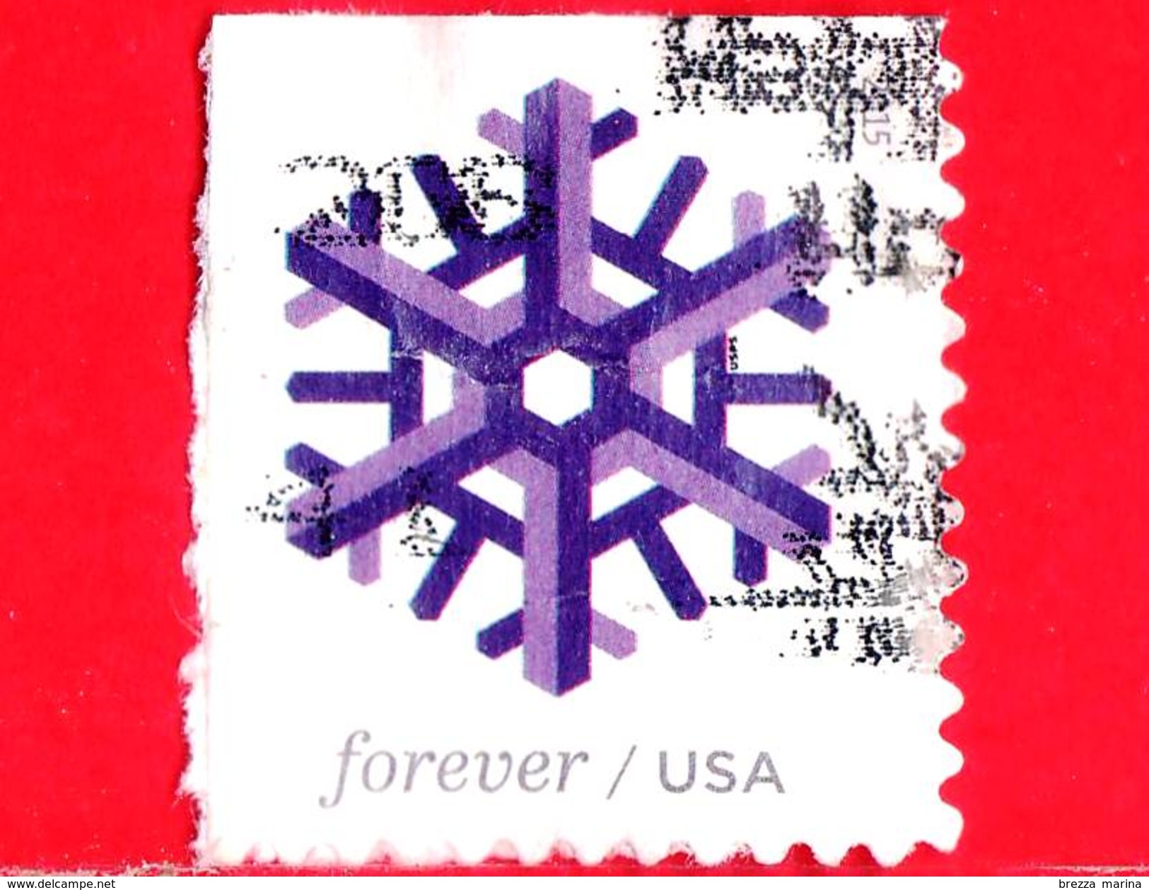U.S. - USA - STATI UNITI - Usato - 2015 - Fiocchi Di Neve Geometrici - Geometric Snowflakes - Purple - Forever - 47 - Usados