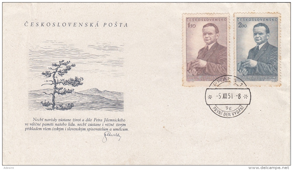 CESKOSLOVENSKA 1951 - 2 Sondermarken Auf Schmuck-Brief, Stempel Praha - Briefe U. Dokumente