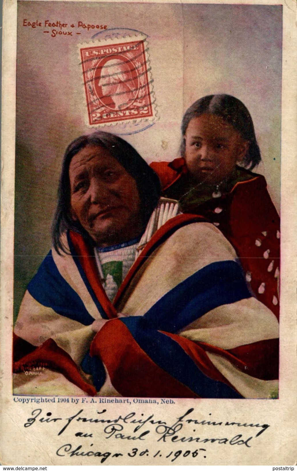 Indians Eagle Feather And Papoose Sioux 1905 - Indios De América Del Norte