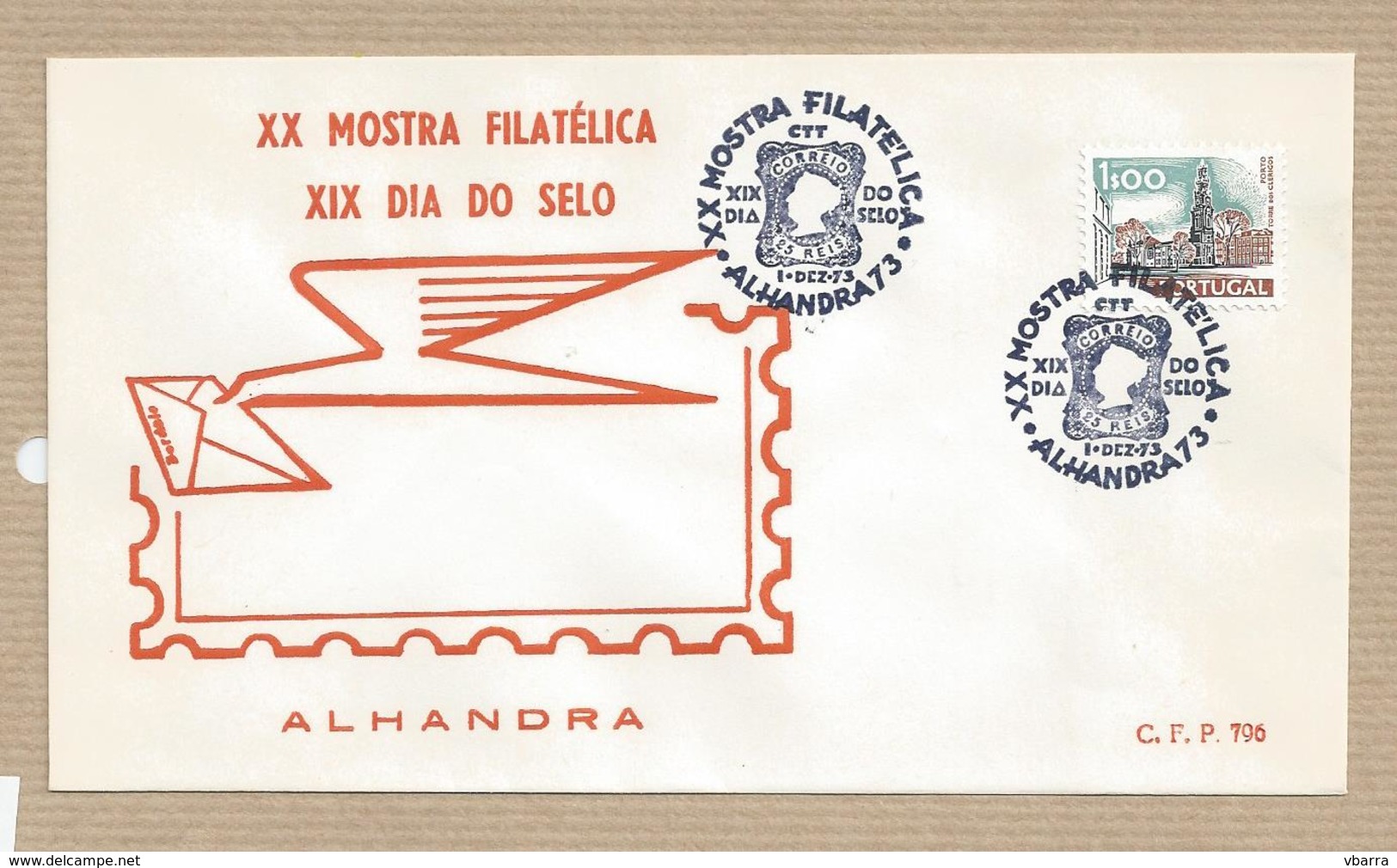 Portugal FDC First Day Cover Sobrescrito 1º Dia XX Philatelic Exhibition Alhandra Portugal 1973 Mostra Filatélica - FDC