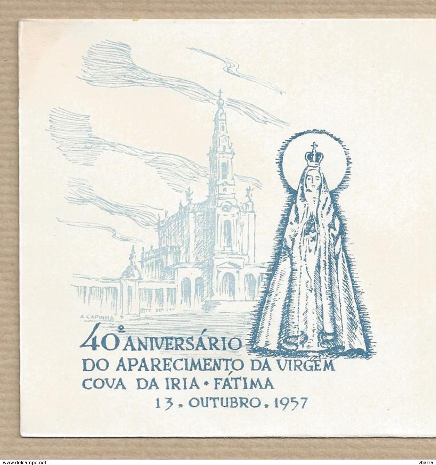 Portugal FDC First Day Cover Sobrescrito 1º Dia 40th Anniversary Appearances Fatima Portugal October 13, 1957 - FDC