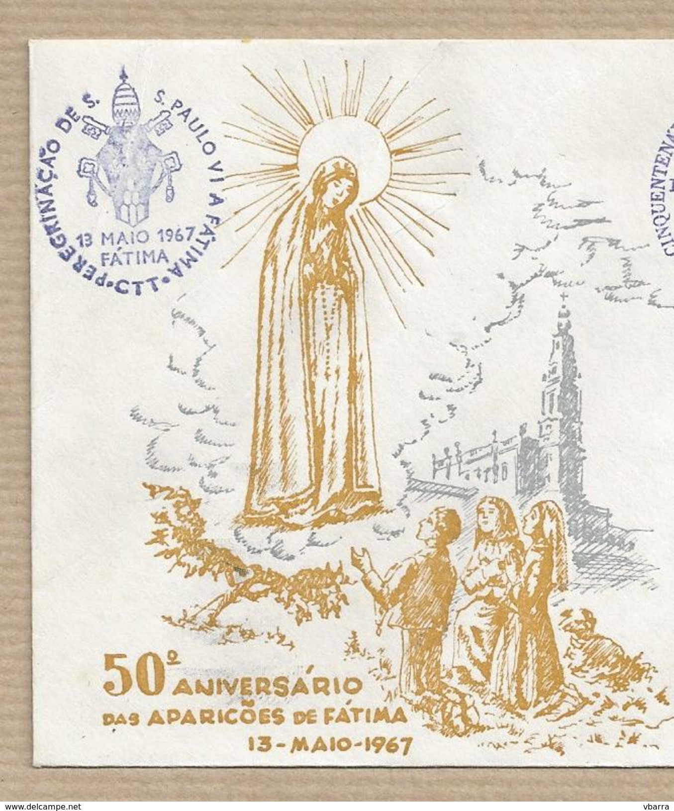 Portugal FDC First Day Cover Sobrescrito 1º Dia 50th Anniversary Appearances Fatima Portugal May 13, 1967 - FDC