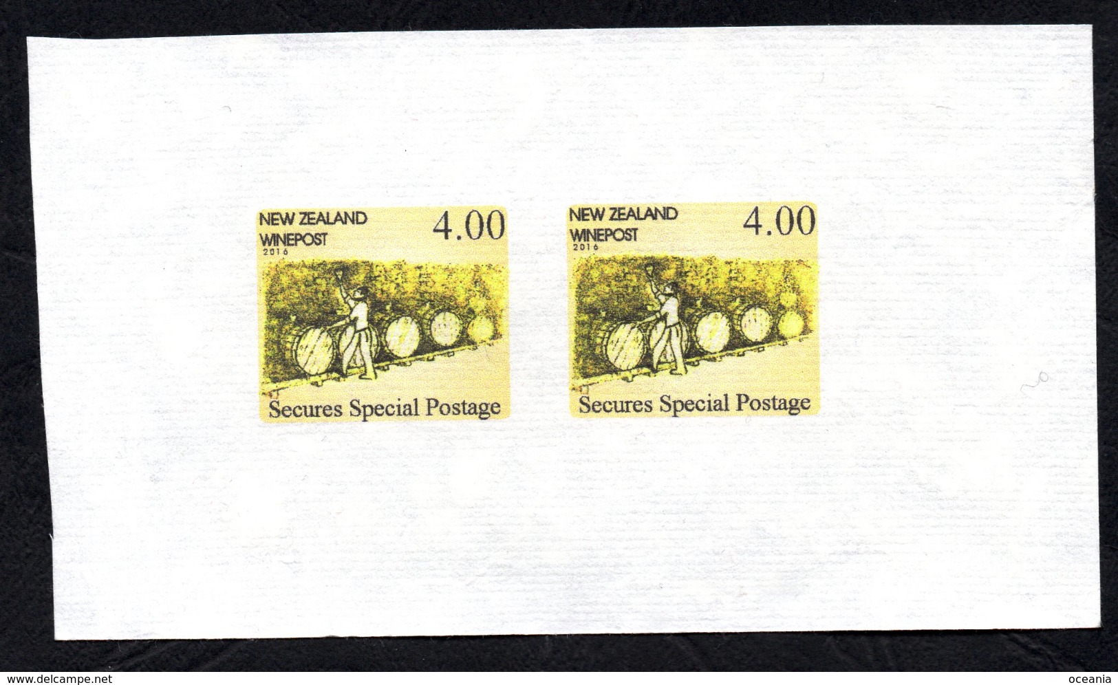 New Zealand Wine Post Secures Special Postage Yellow Issue On Imperf Pair - Other & Unclassified