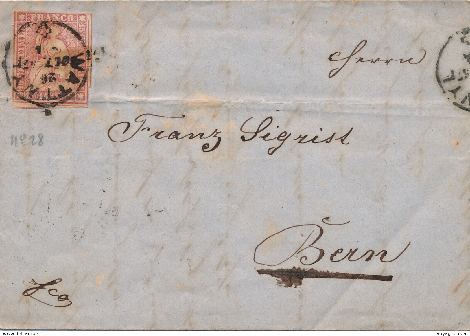 Lettre 15 Rappen Streubel CaD Wattwill Pour Bern 1857 - Brieven En Documenten