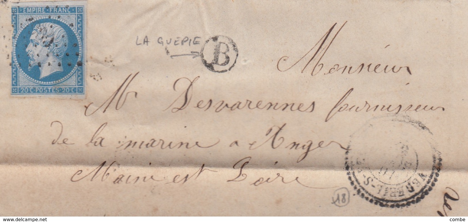 LETTRE.   17 AVRIL 1862.  N° 14.  T22.   TARN-&-GARONNE  VERFEIL-S-SEYE.  PC 3900.   BOITE RURALE   B =  LA GUEPIE.  / 2 - 1849-1876: Période Classique