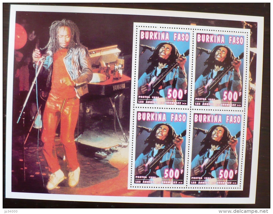 BURKINA FASO Bob Marley. Musique Reggae,  Feuillet Collectif émis En 1995** MNH - Cantantes