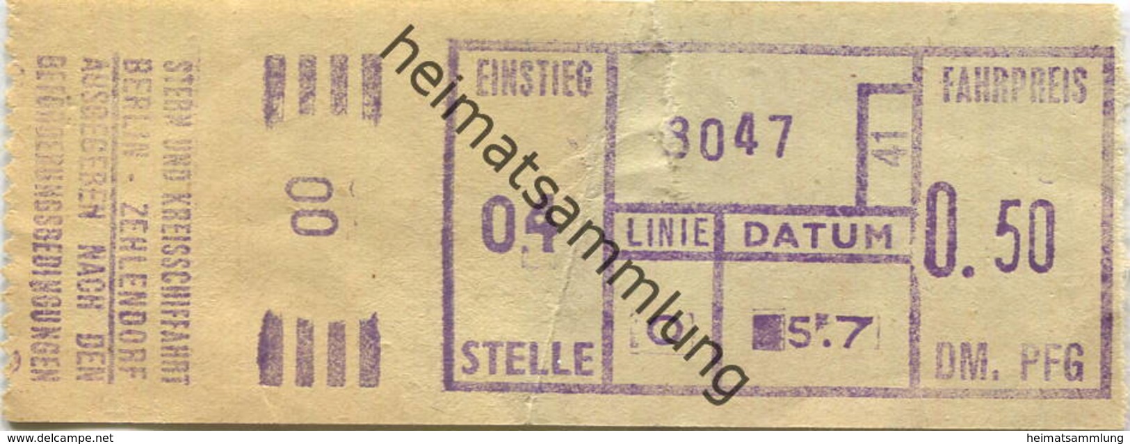 Deutschland - Berlin - Stern Und Kreisschifffahrt Berlin-Zehlendorf - Fahrkarte 50 PFG - Europa