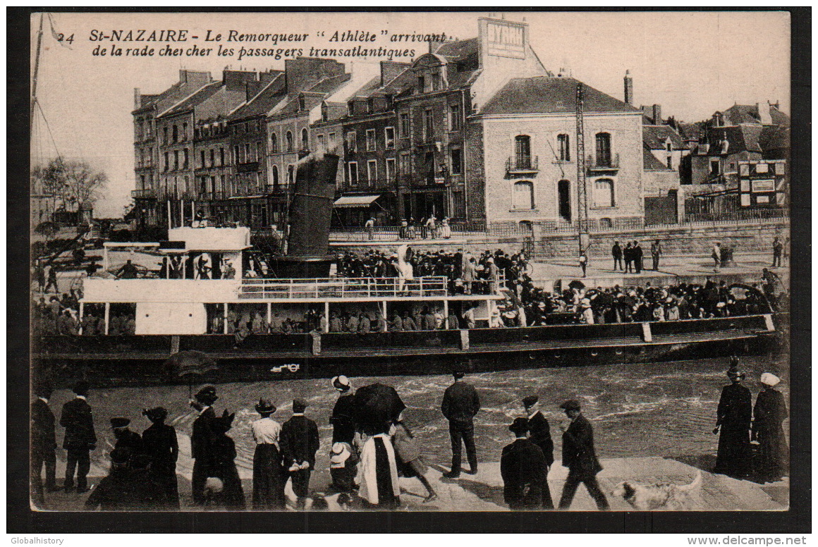 DD1208 - ST. NAZAIRE - LE REMORQUEUR "ATHLÈTE" ARRIVANT DE LA RADE CHER LES PASSAGERS TRANSATL. - Saint Nazaire