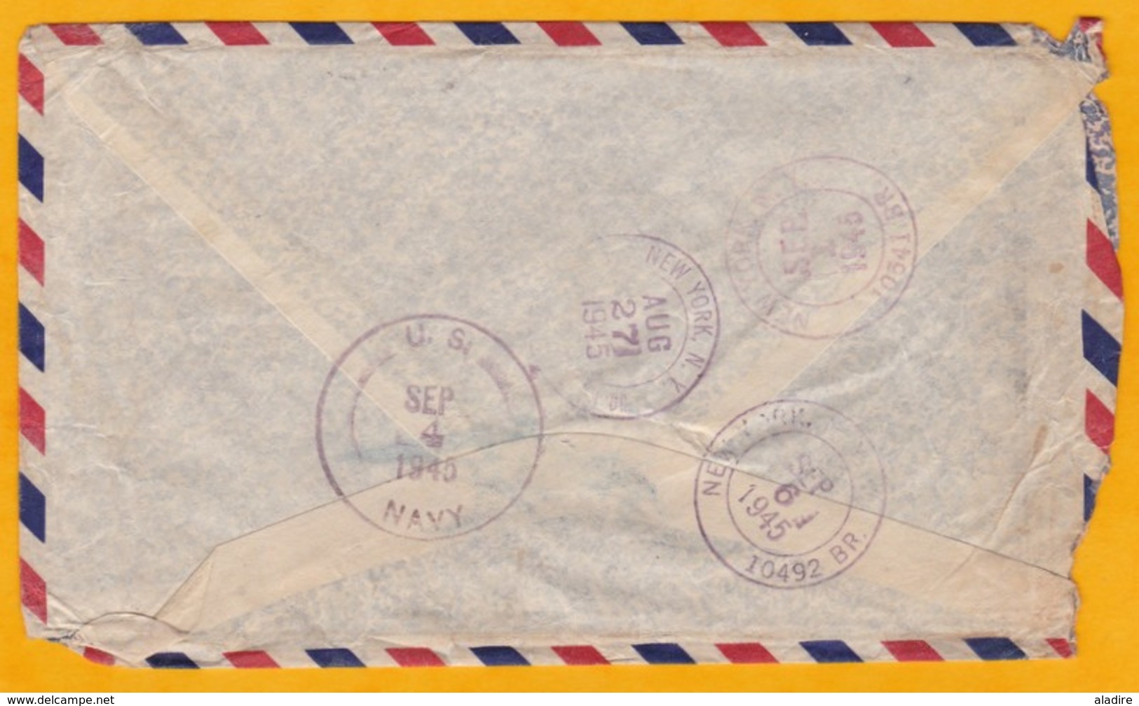 1945 - Enveloppe De Noumea  Vers San Francisco, USA - Censure 2e Guerre - WW2 - Cachet Transit New York Et US Navy - Lettres & Documents