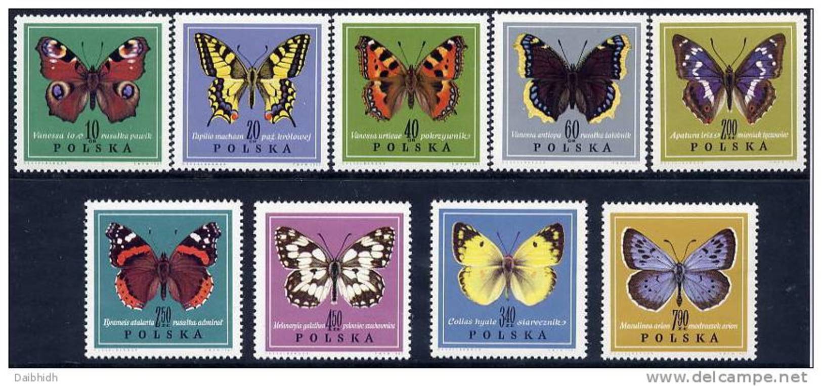 POLAND 1967 Butterflies Set MNH / **.  Michel 1797-1805 - Butterflies