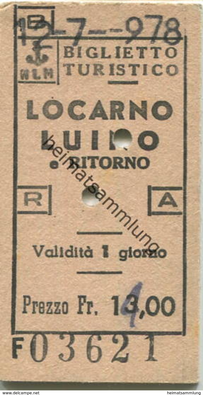 Schweiz - NLM - Locarno Luino - Fahrkarte 1978 - Europa