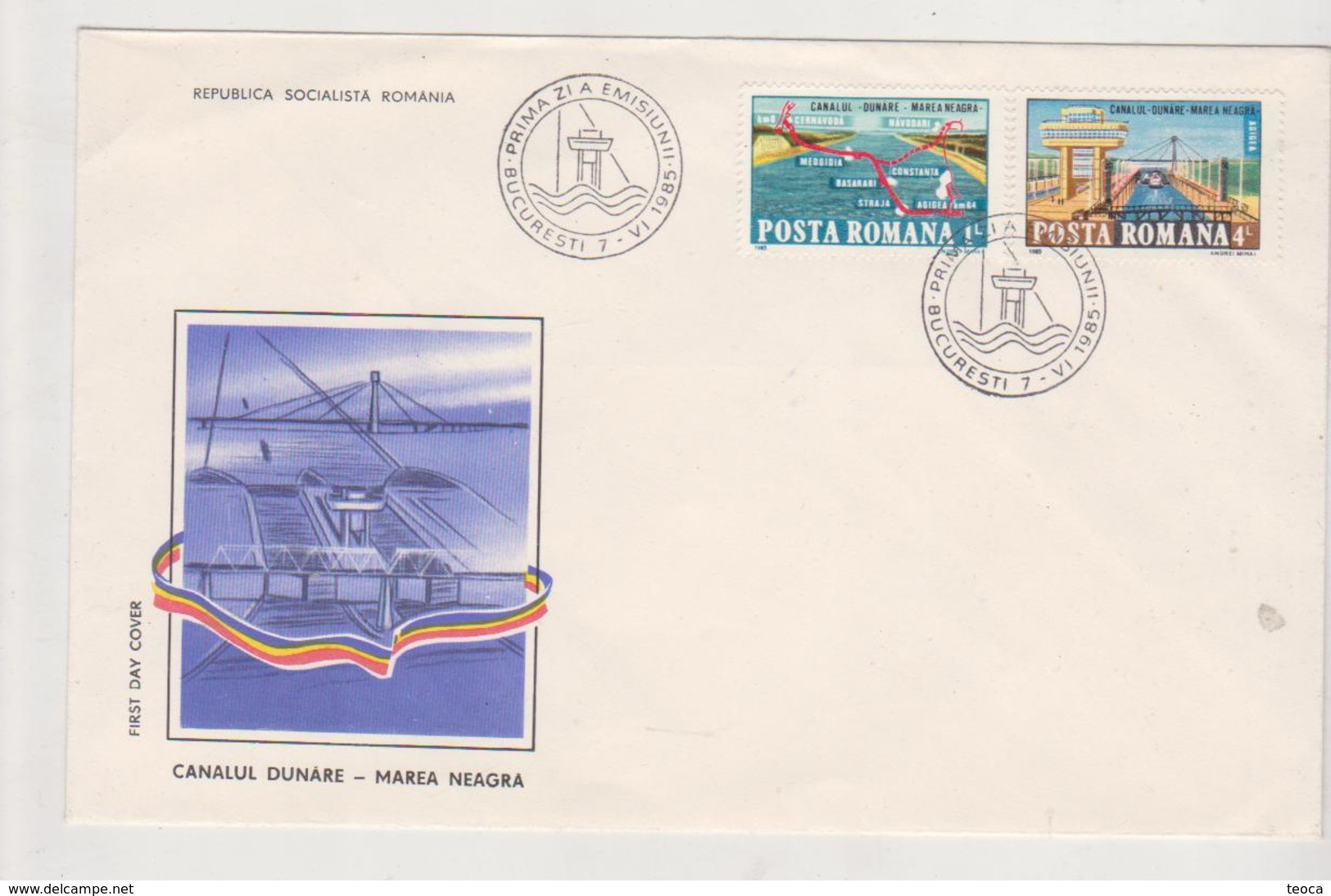 Danube-Black Sea  COVER FDC ROUMANIE 1985CANAL FDC ROMANIA 1985 - FDC