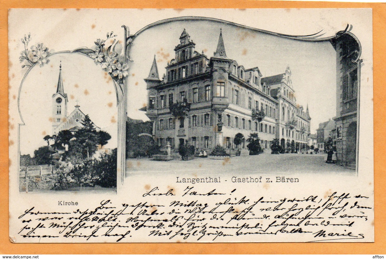 Langenthal Gashof Z Baren 1901 Postcard Mailed - Langenthal