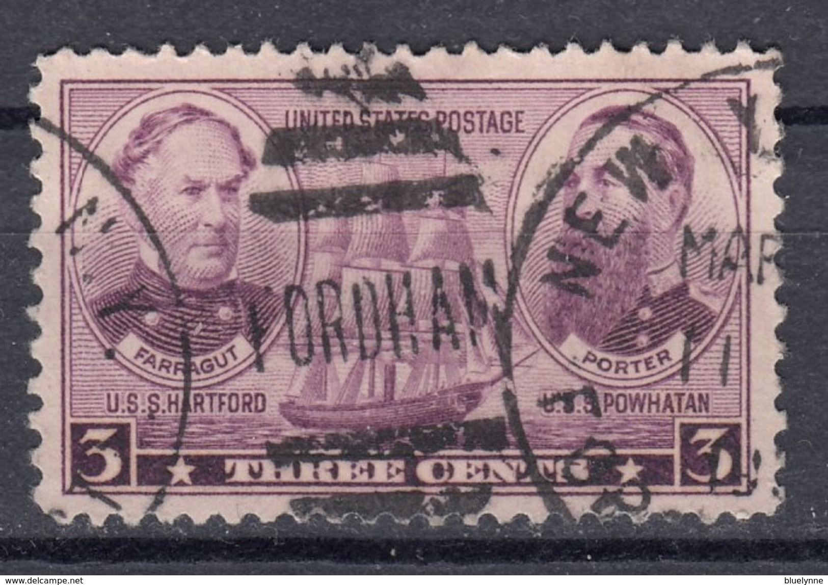 USA 3 C Streitkräfte 1936 - "New York" 1 Kreis + "Fordham" Ovaler Balken  O - Used Stamps
