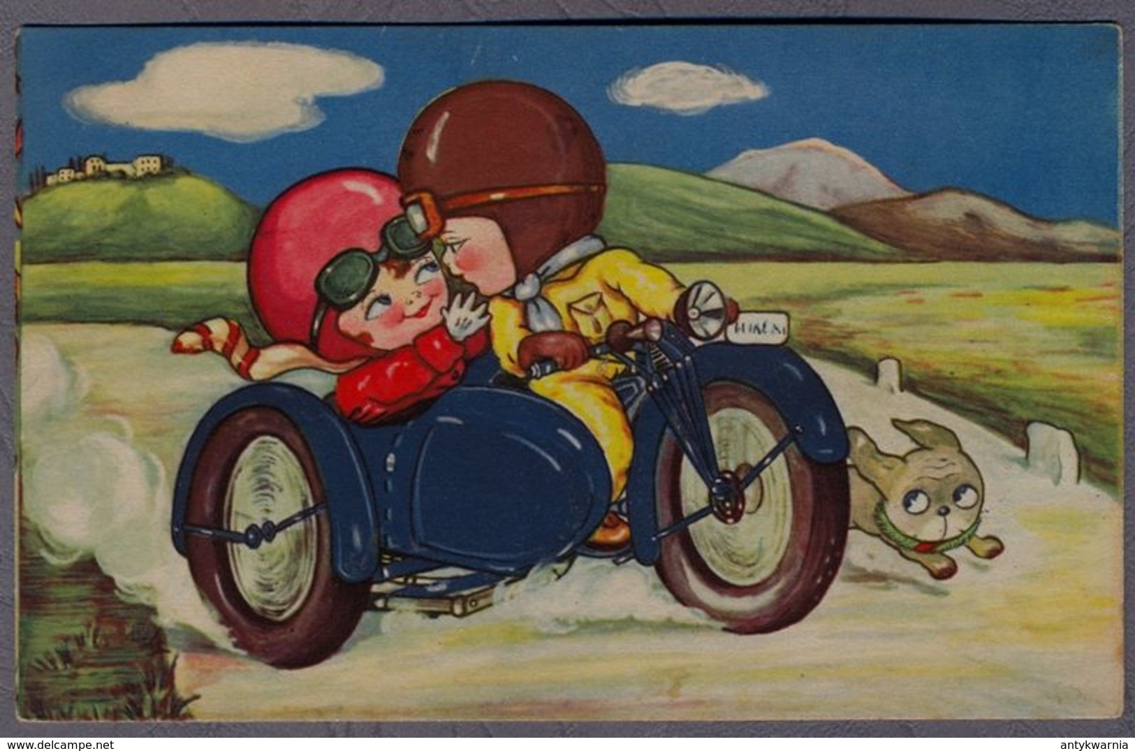 Boriss Margret  Enfants. Old Amag Motor Motorcycle  About 1930y.      679k - Boriss, Margret