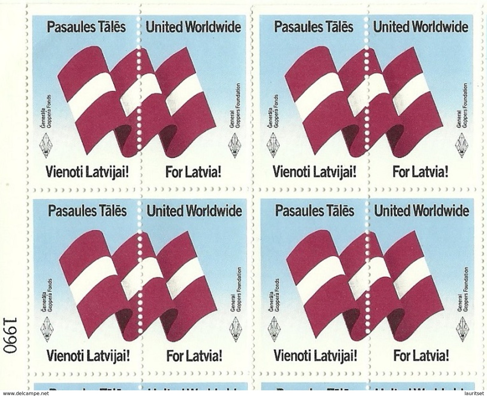 LETTLAND Latvia 1990 Flagge Flag Kompletter Bogen Von 50 Vignetten MNH - Winter 1998: Nagano